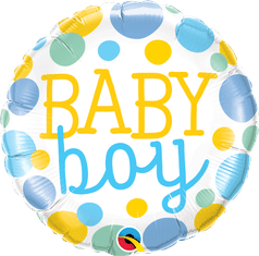 Qualatex Kruh - Puntíky Baby boy puntíky 18"/46cm fóliový balónek