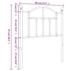 Greatstore Kovové čelo postele černé 75 cm