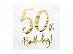 PartyDeco Ubrousky papírové "50th Birthday" 33x33cm, 20ks