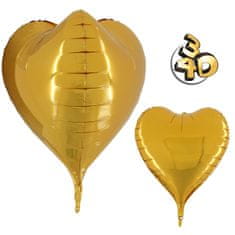 Grabo Srdce 3D zlaté 23"/58cm fóliový balónek nafukovací