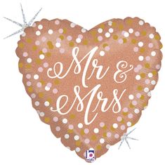 Grabo Srdce - Rosegold Mr & Mrs 18"/46cm fóliový balónek nafukovací