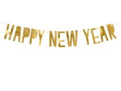 PartyDeco Závěsný baner "Happy New Year" zlaté