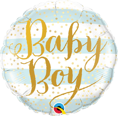 Qualatex Kruh - proužky Baby boy 18"/45cm fóliový balónek