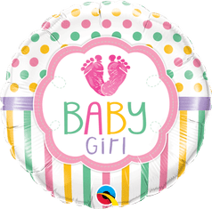 Qualatex Kruh - Baby girl krůčky 18"/46cm fóliový balónek