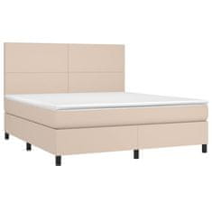 Greatstore Box spring postel matrace a LED cappuccino 180x200cm umělá kůže