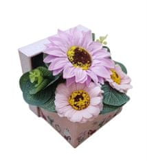 made by ANTEROS Mýdlová kytice v dárkovém miniboxu Slunečnice fialová