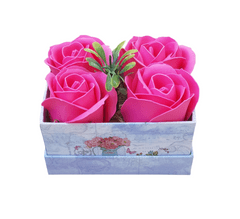 Ostatní Mýdlové květy růží 4ks Růžová box