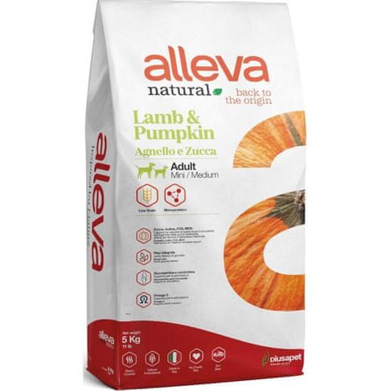 Alleva NATURAL Dog Dry Adult Lamb&Pumpkin Mini/Medium 5kg