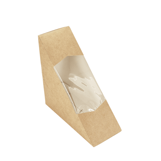 ECOFOL Papírový box EKO na sendvič 127х127х55 mm hnědý s okénkem bal/50 ks