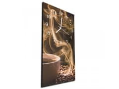 Glasdekor Nástěnné hodiny pražená káva 30x60cm - Materiál: kalené sklo
