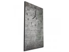 Glasdekor Nástěnné hodiny šedý jeans 30x60cm - Materiál: kalené sklo