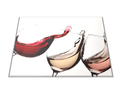 Glasdekor Skleněné prkénko tři sklenice vína - Prkénko: 40x30cm