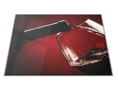 Glasdekor Skleněné prkénko láhev a sklenice červené víno - Prkénko: 40x30cm