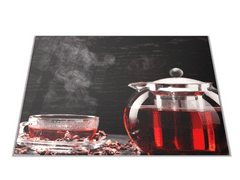 Glasdekor Skleněné prkénko konvice a šálek s čajem - Prkénko: 40x30cm