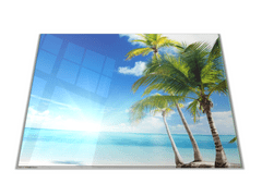 Glasdekor Skleněné prkénko Karibské moře a palmy - Prkénko: 40x30cm