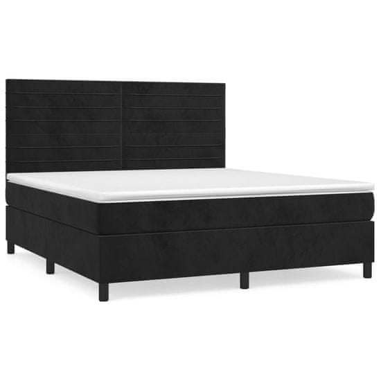 Vidaxl Box spring postel s matrací černá 160x200 cm samet