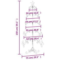 Greatstore Kovový vánoční stromeček dekorace černý 150 cm