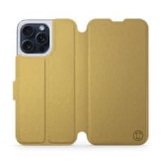 Mobiwear Flip pouzdro na mobil Apple iPhone 15 Pro Max - C_GOS Gold&Gray