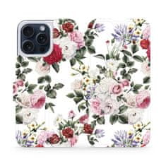 Mobiwear Flip pouzdro na mobil Apple iPhone 15 Pro Max - MD01S Růže na bílé