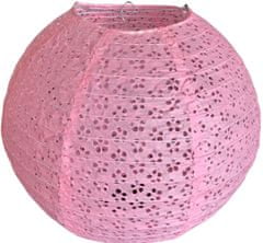 levnelampiony.eu Růžový perforovaný kulatý lampion stínidlo průměr 35 cm motiv květina