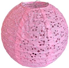 levnelampiony.eu Růžový perforovaný kulatý lampion stínidlo průměr 20 cm motiv květina