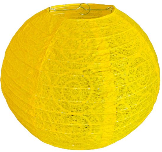 levnelampiony.eu Žlutý perforovaný kulatý lampion stínidlo průměr 30 cm motiv ulita