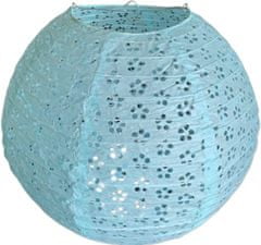 levnelampiony.eu Světle modrý perforovaný kulatý lampion stínidlo průměr 35 cm motiv květina