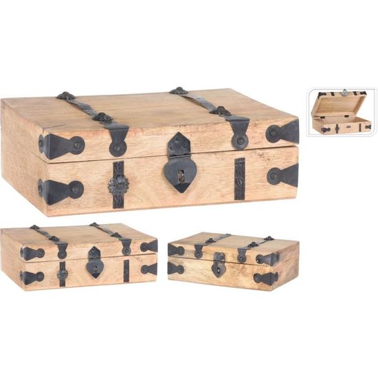 HOMESTYLING Úložná krabice dřevěná sada 3 ks
