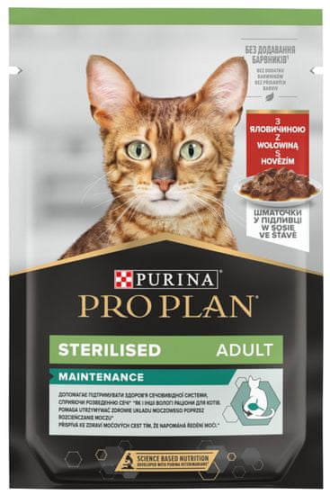 Purina Pro Plan Cat STERILISED hovězí ve šťávě 26x85 g