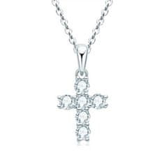 NUBIS Stříbrný náhrdelník křížek s moissanity
