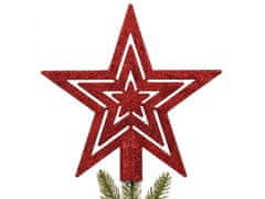 sarcia.eu Červená hvězda na vánoční stromeček, lesklá špička 20 cm