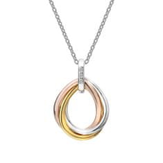 Hot Diamonds Tricolor náhrdelník s diamanty Trio Teardrop RG DP780 (řetízek, přívěsek)