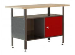 Max Kovový pracovní stůl se skříňkou a dřevěnou deskou S-8