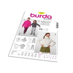 Burda Střih Burda 9482 - Dětská mikina s kapucí, mikina s vysokým límcem, tepláky, legíny