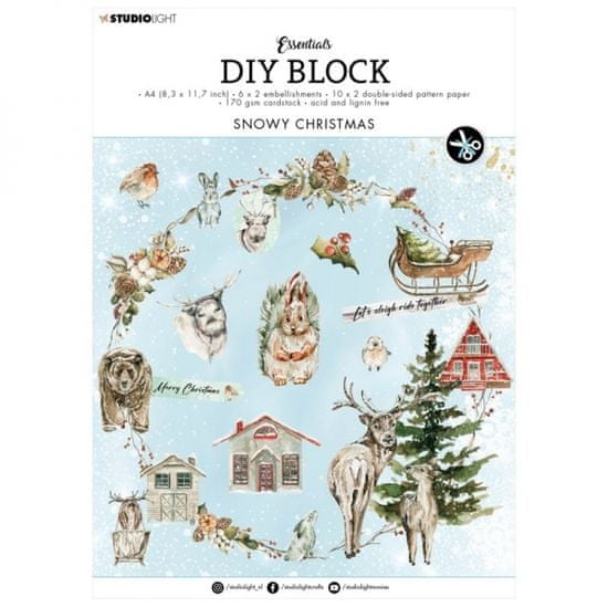 Aladine DIY Blok s výseky Snowy Christmas, A4, 32 l. - Zimní les