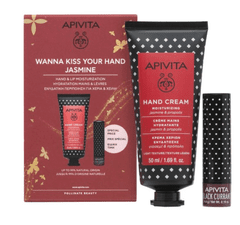 Apivita Apivita Jasmine hydratační krém na ruce 50 ml + balzám na rty Blackcurrant 4,4 g