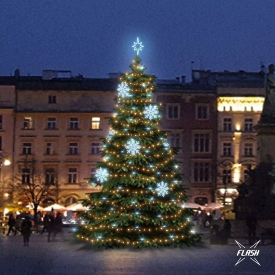 DecoLED LED světelná sada na stromy vysoké 9-11m, teplá bílá s Flash, ledové dekory 8EFD08