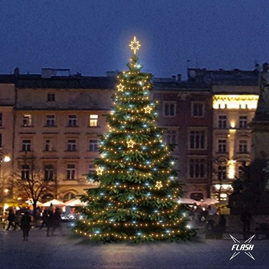 DecoLED LED světelná sada na stromy vysoké 9-11m, teplá bílá s Flash, dekory EFD12W