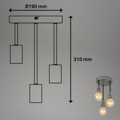 BRILONER BRILONER Retro stropní svítidlo, pr. 19 cm, 3x E27, max. 60 W, antická stříbrná BRI 3680-034