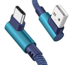 Kaxl Nabíjecí kabel úhlový USB-A, USB-C, 1m, modrý KK21U