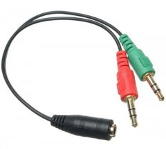 APT AK268A Adér stereo jack 3,5 mm 4 pin samice > 2 x stereo jack 3,5 mm 3 pin