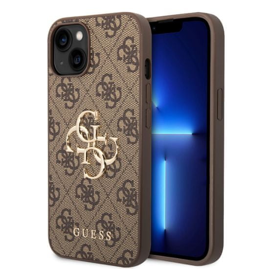 Guess  PU 4G Metal Logo Zadní Kryt pro iPhone 15 Plus Brown