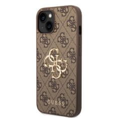 Guess  PU 4G Metal Logo Zadní Kryt pro iPhone 15 Plus Brown