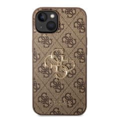 Guess  PU 4G Metal Logo Zadní Kryt pro iPhone 15 Plus Brown