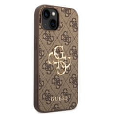 Guess  PU 4G Metal Logo Zadní Kryt pro iPhone 15 Plus Brown