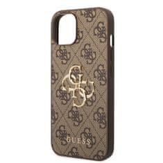 Guess  PU 4G Metal Logo Zadní Kryt pro iPhone 15 Plus Brown