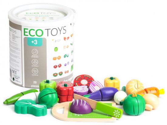 EcoToys Dřevěná zelenina na sekání - 20 kusů