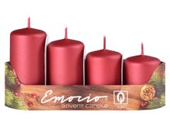 Emocio Stupně 4ks prům.40mm exclusive mat. červené/malinové svíčky