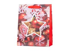 Taška dárková 180x230 mm ozdoby vánoční dekorace mix, zlatá, červená, fialová