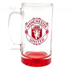 FotbalFans Pivní sklenice Manchester United FC, červený znak, 425 ml